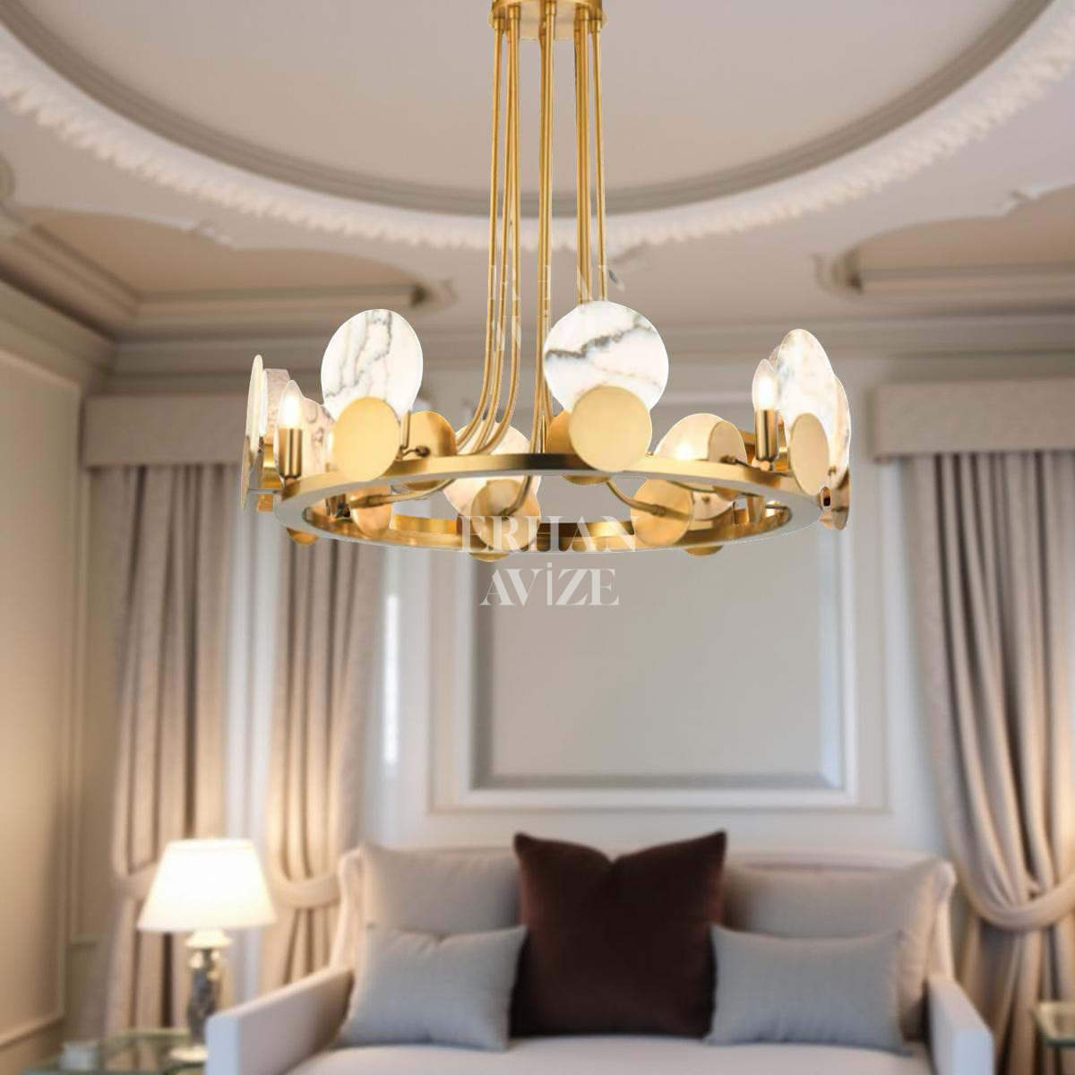 EA-2001 70’lik 8’li Gold Eskitme Avize