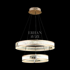 EADL-627 2 Katlı Sarkıt LED Saten Bronz Avize