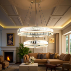 EADL-627 2 Katlı Sarkıt LED Saten Bronz Avize