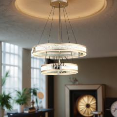 EADL-627 2 Katlı Sarkıt LED Saten Bronz Avize