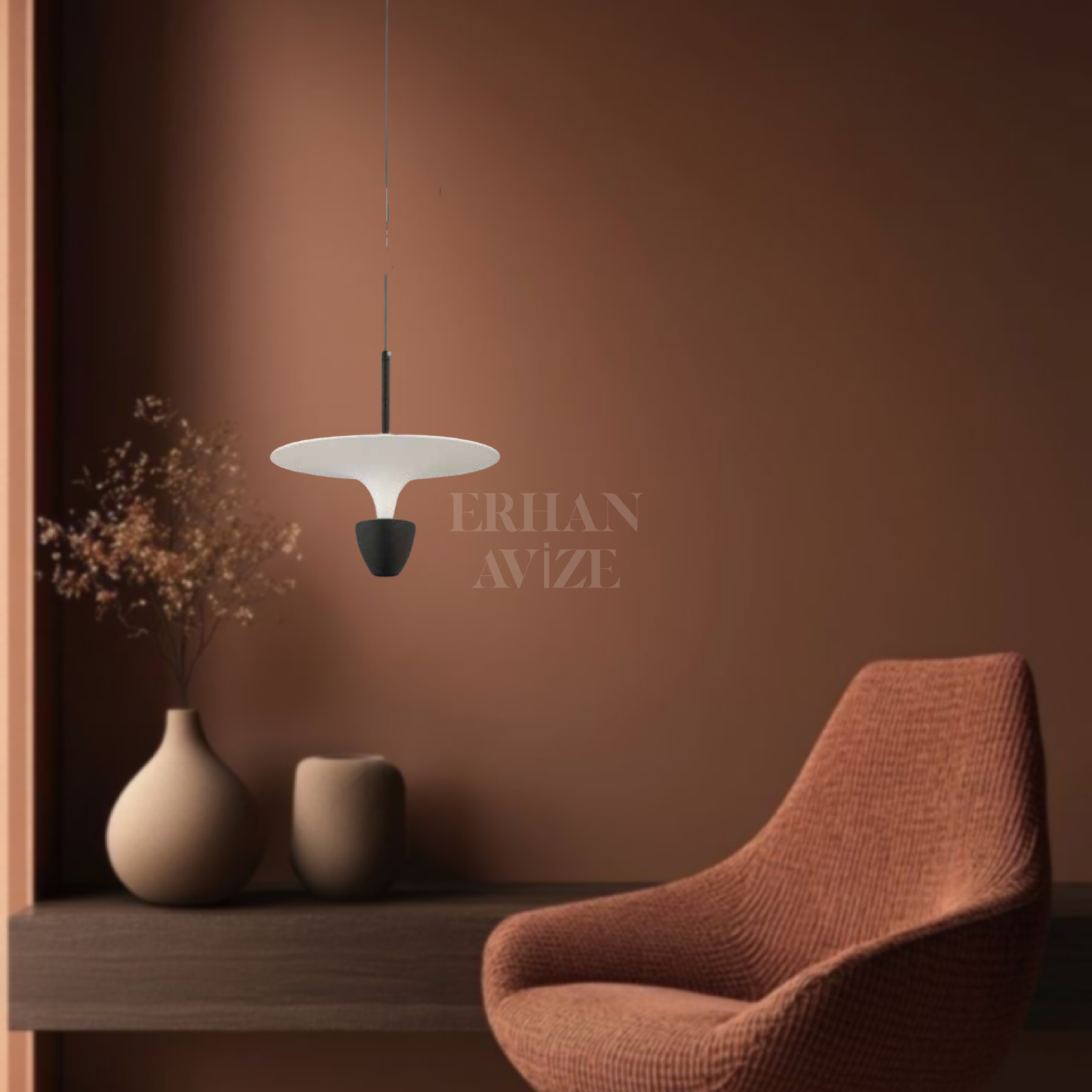 EAFP-300 Tekli Sarkıt LED Beyaz-Siyah Avize