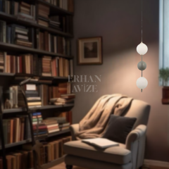 EAQ-03 Tekli Sarkıt 3 Toplu LED Gri-Beyaz Avize