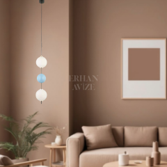 EAQ-03 Tekli Sarkıt 3 Toplu LED Mavi-Beyaz Avize