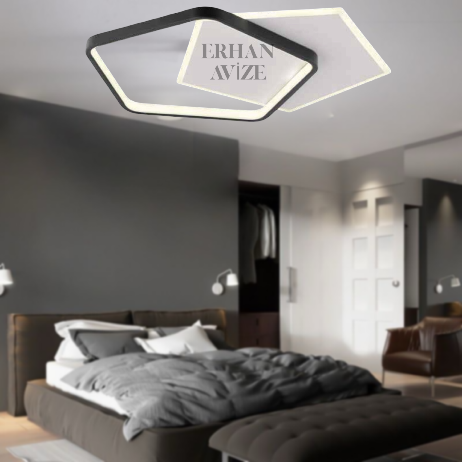 EANS-765 Plafonyer LED Siyah-Beyaz Avize