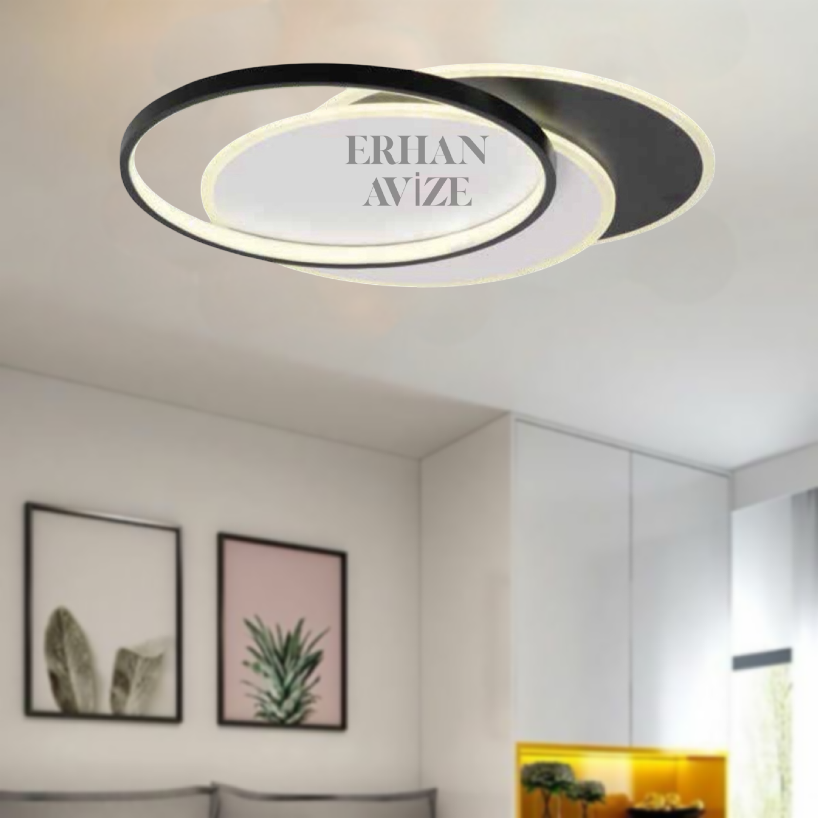 EANS-760 Plafonyer LED Siyah-Beyaz Avize
