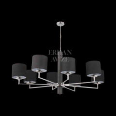 EAL-9156 8 Kollu Siyah Kumaş Başlıklı Avize