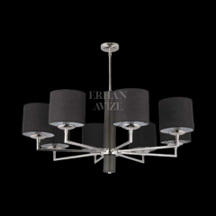 EA-9156 8 Kollu Siyah Kumaş Başlıklı Avize