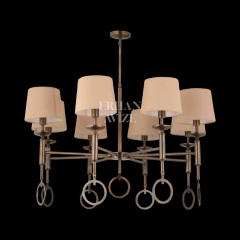 EAL-9157 8 Kollu Krem Kumaş Başlıklı Avize