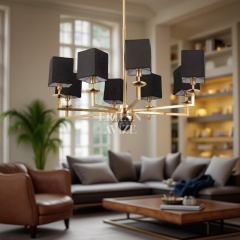 EAL-9159 8 Kollu Siyah Kumaş Başlıklı Avize