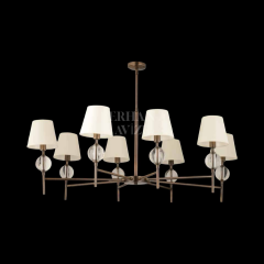 EAL-9155 8 Kollu Beyaz Kumaş Başlıklı Avize