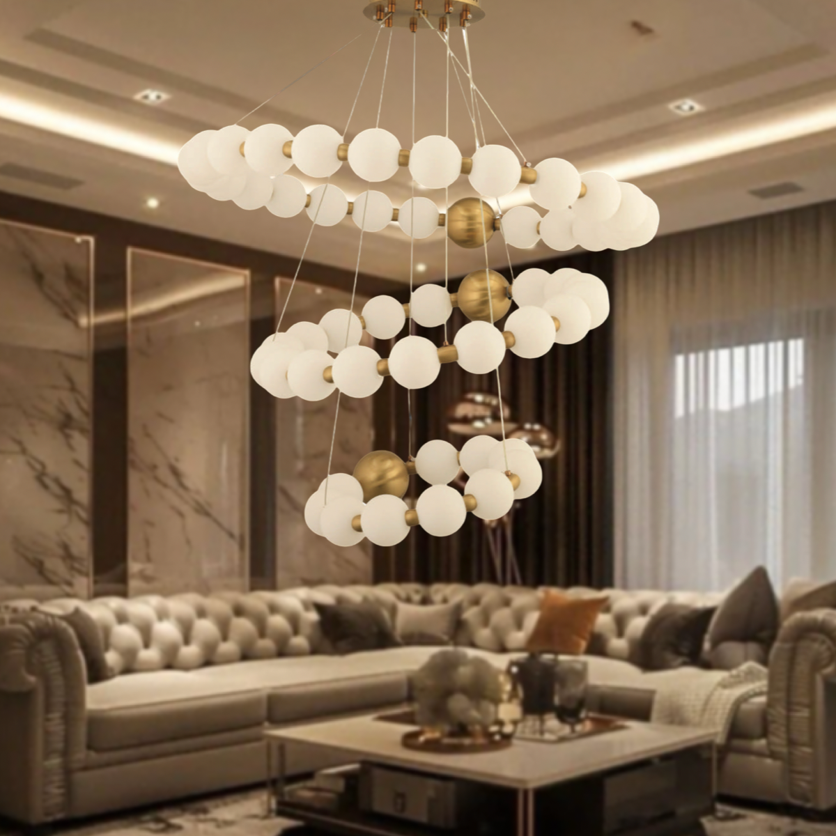 EASD-271 3 Katlı 100’lük Gold LED Avize