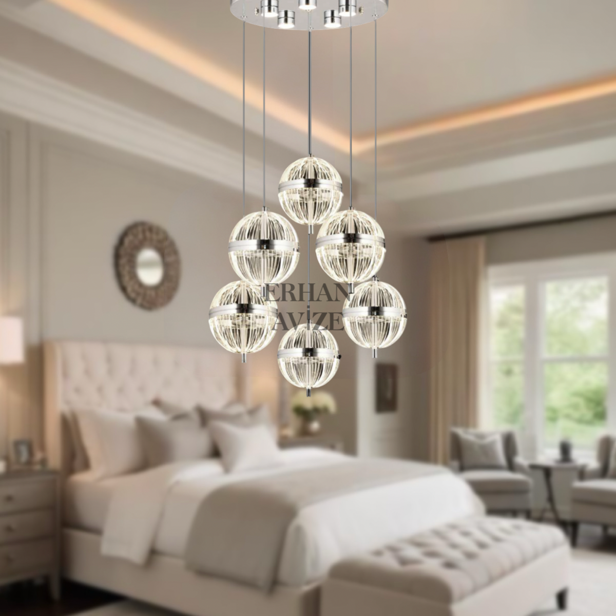 EANS-47 6’lı Top Sarkıt Krom LED Avize