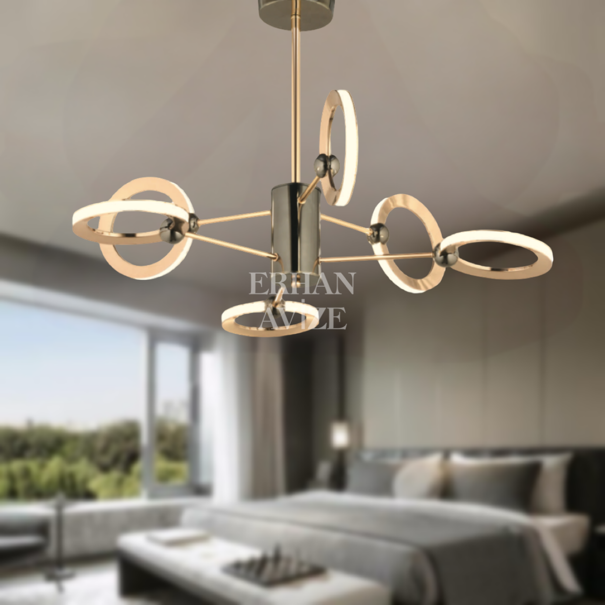 EANS-035 6 Kollu Füme Gold LED Avize