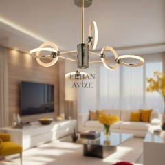 EANS-035 6 Kollu Füme Gold LED Avize