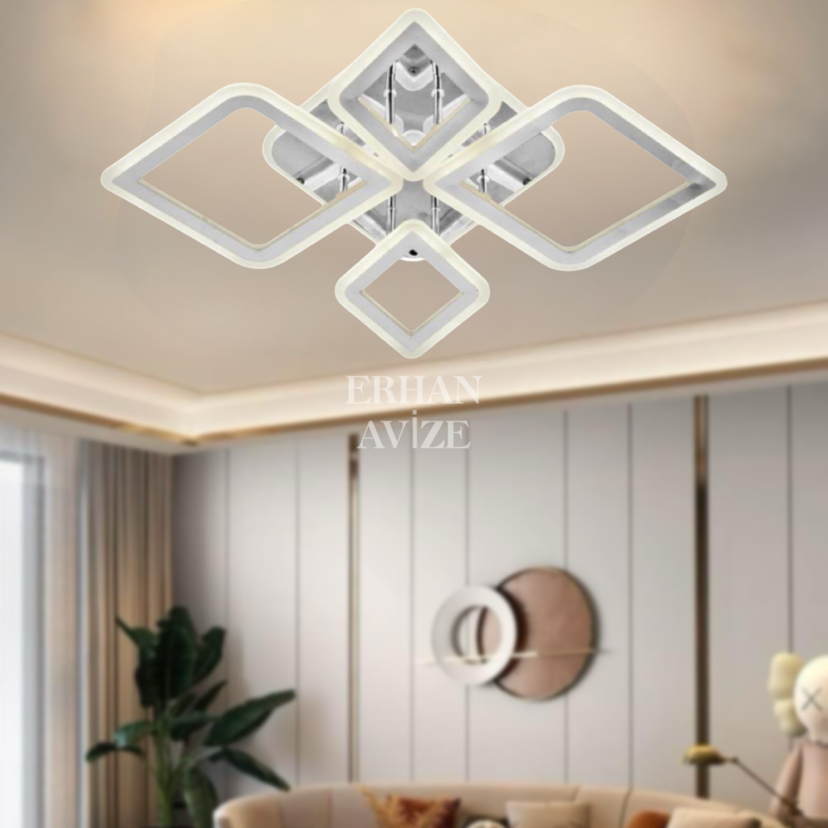 EAEP-28 4’lü Plafonyer Krom LED Avize