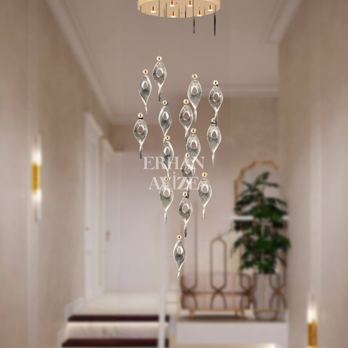 EANS-13 15’li Sarkıt Gold LED Avize