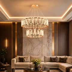 EASD-428 İkili Gold Kristal Detaylı LED Avize