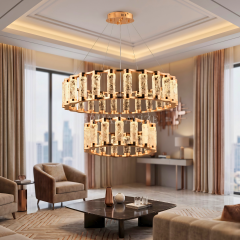 EASD-428 İkili Gold Kristal Detaylı LED Avize