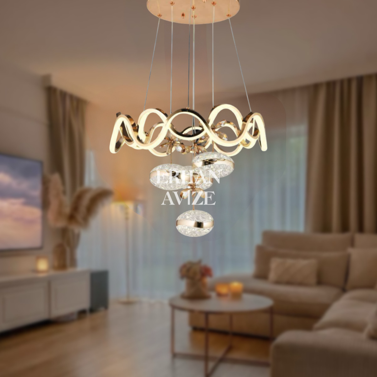 EANS-39 55’lik Sarkıt Top Gold LED Avize