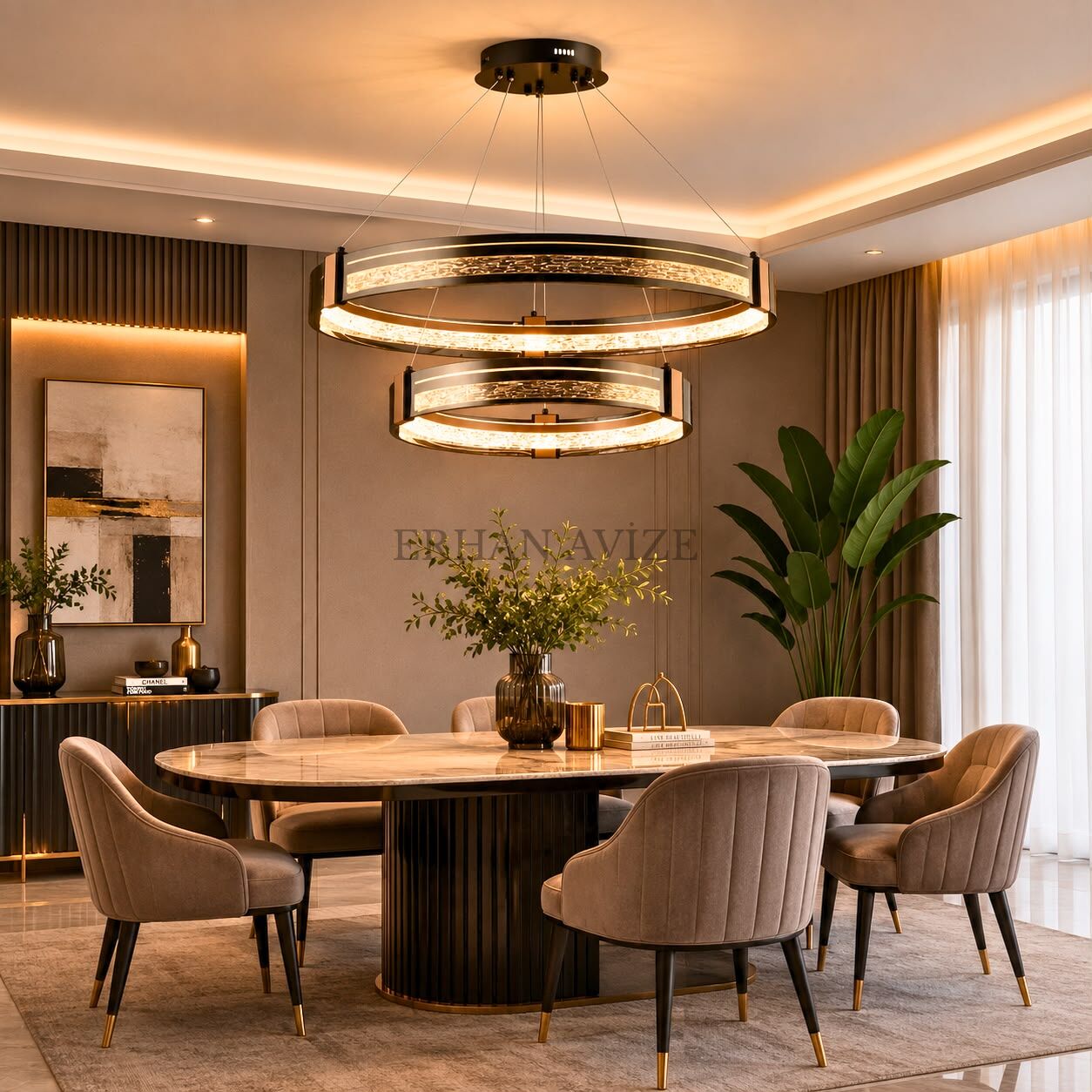 EASD-418 Çift Katlı 60'lık Pleksi Glass LED Avize