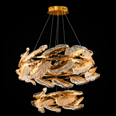 EASD-423 İki Katlı Gold İşlemeli LED Avize