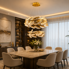 EASD-423 İki Katlı Gold İşlemeli LED Avize
