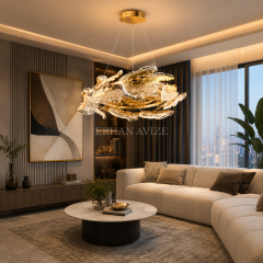 EASD-423 Gold İşlemeli LED Avize