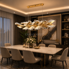 EASD-423 Yemek Masası Gold İşlemeli LED Avize