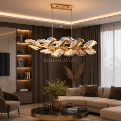 EASD-423 Yemek Masası Gold İşlemeli LED Avize