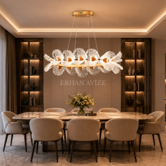 EASD-391 Midye Kabuğu Yemek Masası Gold LED Avize