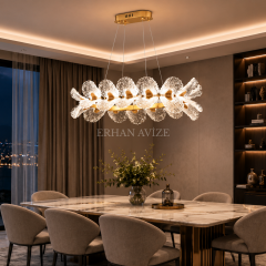 EASD-391 Midye Kabuğu Yemek Masası Gold LED Avize