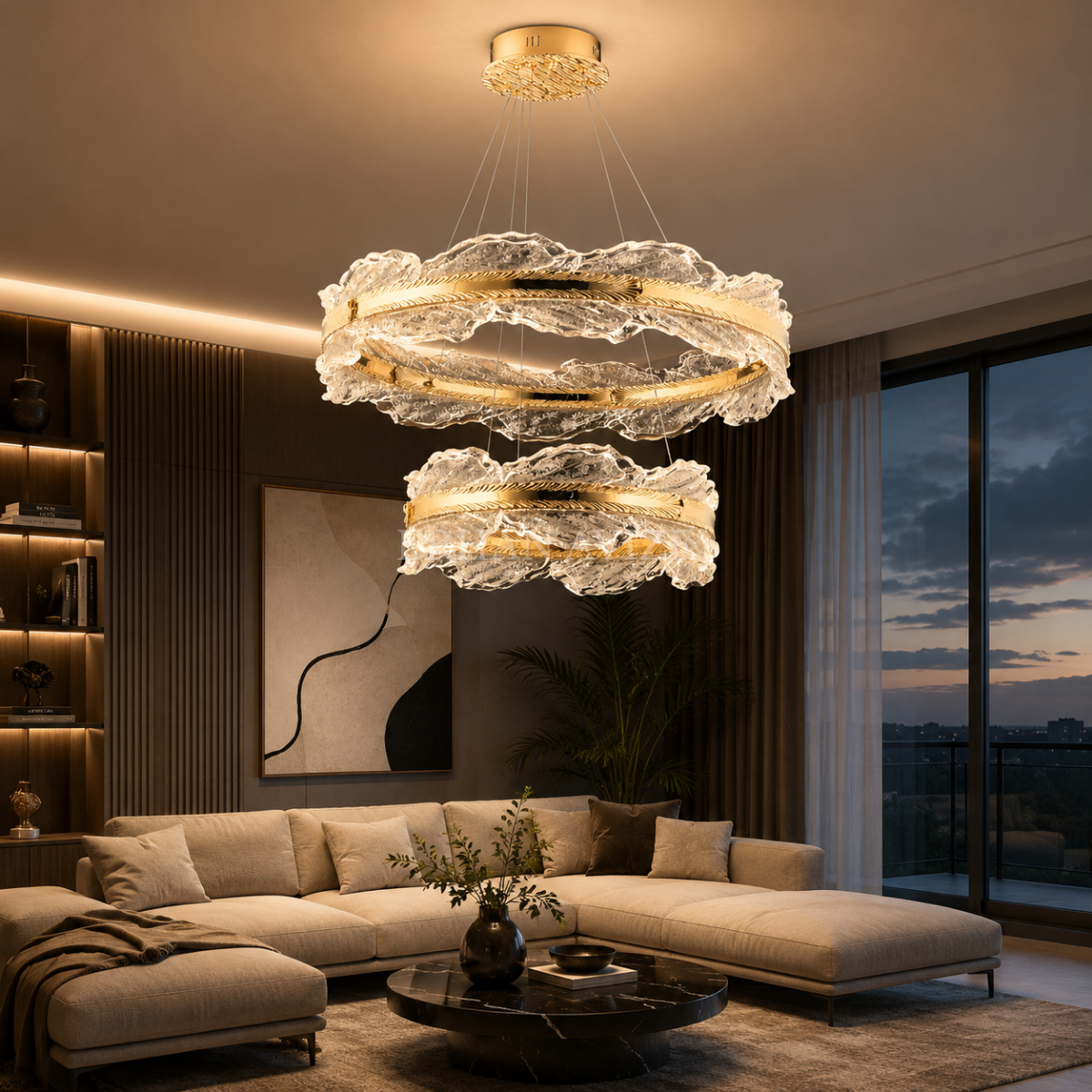 EASD-370 80+50cm Luxury Series Gold LED Avize