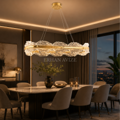 EASD-370 Yemek Masası Luxury Series Gold LED Avize