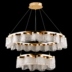 EASD-411 Çift Katlı 60+40cm Gold İşlemeli LED Avize