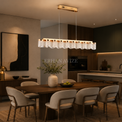 EASD-411 Yemek Masası Gold İşlemeli LED Avize