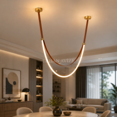 EASD-446 Tekli Ahşap Kemer Model LED Avize
