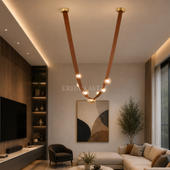 EASD-451 Camlı Ahşap Kemer Model LED Avize