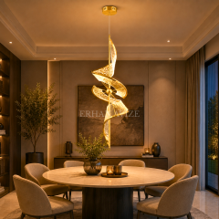 EASD-483 K Gold İşlemeli Kristal LED Avize