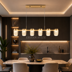 EASD-413 Yemek Masası Kristal Gold LED Avize