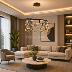 EASD-438 Tek Katlı Siyah LED Avize