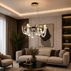 EASD-523 8'li Yuvarlak Modern Kristal LED Sarkıt Avize