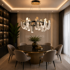 EASD-523 8'li Yuvarlak Modern Kristal LED Sarkıt Avize