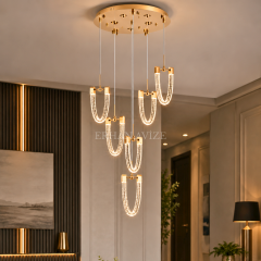 EASD-535 6'lı Kristal Sarkıt Gold LED Avize