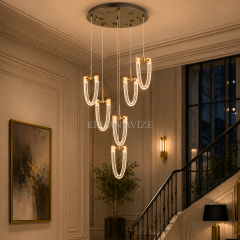 EASD-535 6'lı Kristal Sarkıt Gold LED Avize