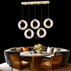 EASD-231 Yemek Masası 5’li Sıralı Gold LED Avize