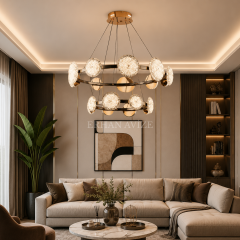 EASD-429 İki Katlı Gold LED Avize