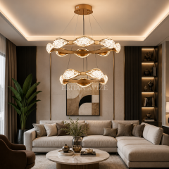 EASD-416 80+50cm Modern Saten Gold LED Avize