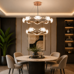 EASD-416 80+50cm Modern Saten Gold LED Avize