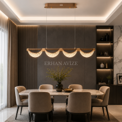 EASD-416 Yemek Masası Saten Gold Modern LED Avize