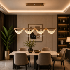 EASD-416 Yemek Masası Saten Gold Modern LED Avize